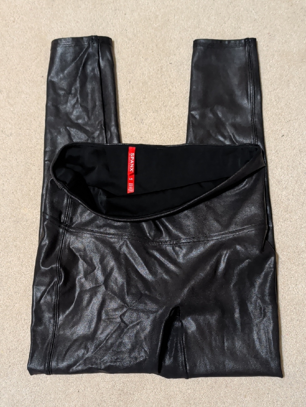 SPANX Black Faux Leather High-Waist Leggings